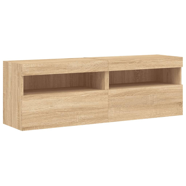 8-osainen TV-seinäkaappisarja LED-valoilla Sonoma-tammi
