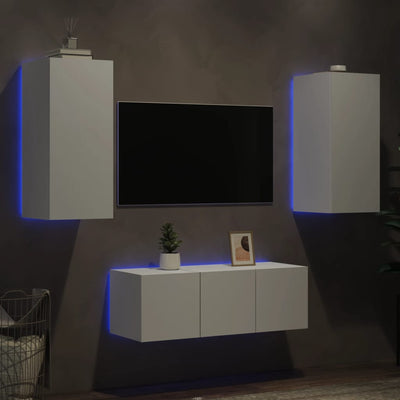 4-osainen LED TV-kaappisarja valkoinen tekninen puu