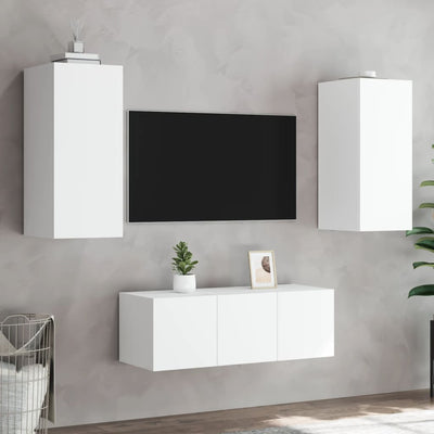 4-osainen LED TV-kaappisarja valkoinen tekninen puu