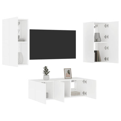 4-osainen LED TV-kaappisarja valkoinen tekninen puu