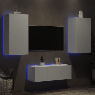 4-osainen LED TV-kaappisarja valkoinen tekninen puu