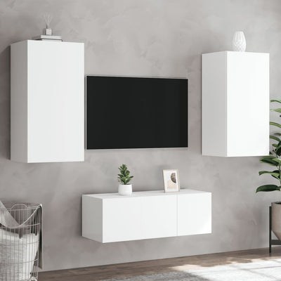 4-osainen LED TV-kaappisarja valkoinen tekninen puu