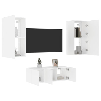 4-osainen LED TV-kaappisarja valkoinen tekninen puu
