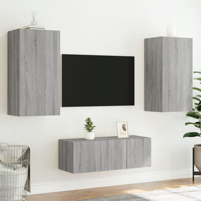 4-osainen LED TV-kaappisarja harmaa Sonoma tekninen puu