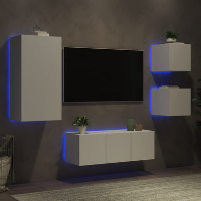 5-osainen LED TV-kaappisarja valkoinen tekninen puu