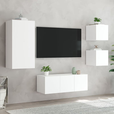 5-osainen LED TV-kaappisarja valkoinen tekninen puu