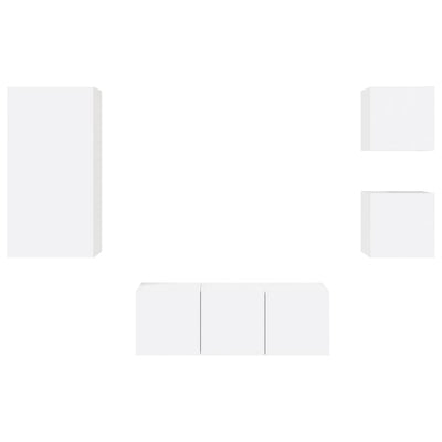 5-osainen LED TV-kaappisarja valkoinen tekninen puu