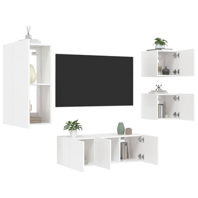 5-osainen LED TV-kaappisarja valkoinen tekninen puu
