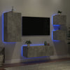 Betoninharmaa 5-osainen LED TV-kaappisarja teknisestä puusta