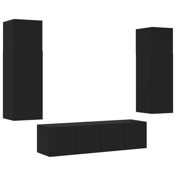 6-osainen LED TV-kaappisarja musta tekninen puu