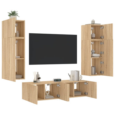 6-osainen LED TV-kaappisarja Sonoma-tammi tekninen puu