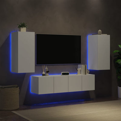 4-osainen LED TV-kaappisarja valkoinen tekninen puu