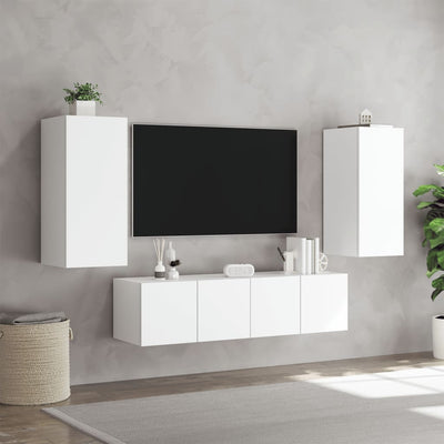 4-osainen LED TV-kaappisarja valkoinen tekninen puu