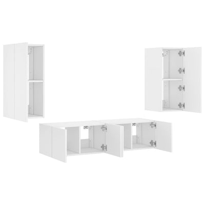 4-osainen LED TV-kaappisarja valkoinen tekninen puu