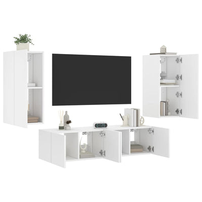 4-osainen LED TV-kaappisarja valkoinen tekninen puu