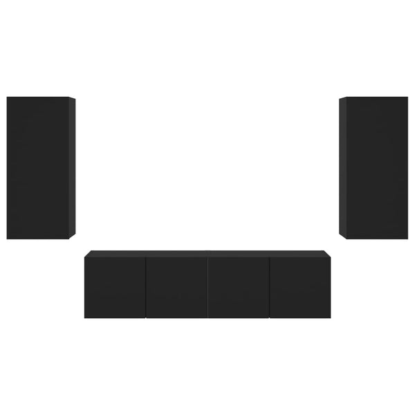 4-osainen LED TV-kaappisarja musta tekninen puu