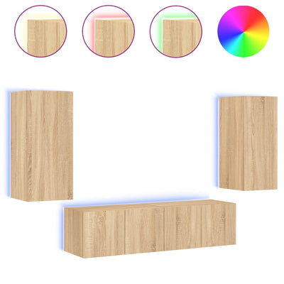 4-osainen LED TV-kaappisarja Sonoma-tammi tekninen puu