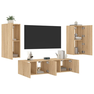 4-osainen LED TV-kaappisarja Sonoma-tammi tekninen puu