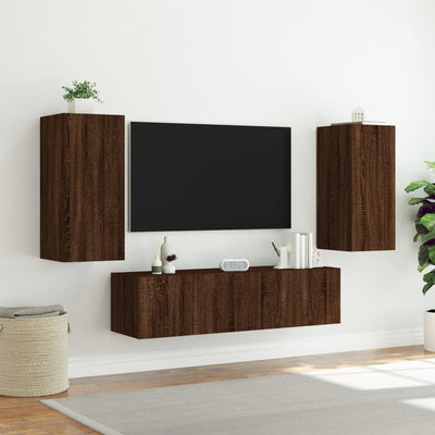 4-osainen LED TV-kaappisarja ruskea tammi tekninen puu