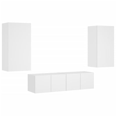 4-osainen LED TV-kaappisarja valkoinen tekninen puu