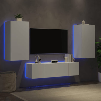 4-osainen LED TV-kaappisarja valkoinen tekninen puu