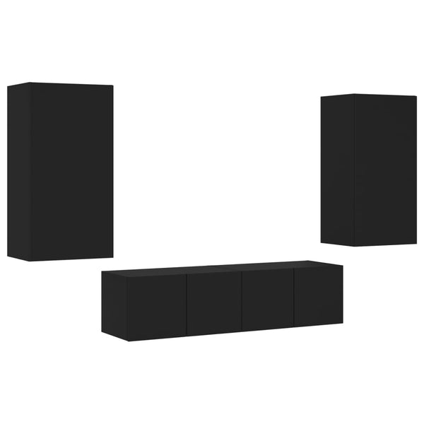 4-osainen LED TV-kaappisarja musta tekninen puu