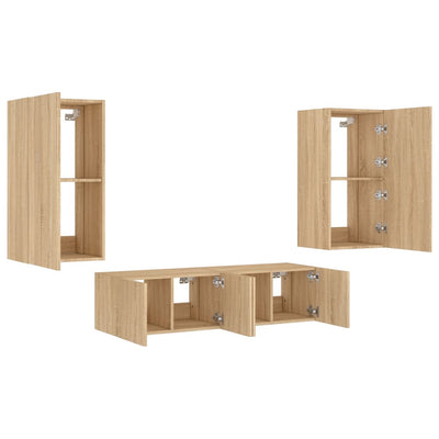 4-osainen LED TV-kaappisarja Sonoma-tammi tekninen puu