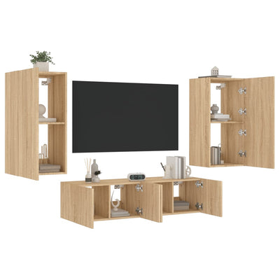 4-osainen LED TV-kaappisarja Sonoma-tammi tekninen puu