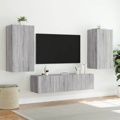 4-osainen LED TV-kaappisarja harmaa Sonoma tekninen puu
