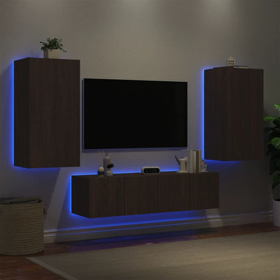 4-osainen LED TV-kaappisarja ruskea tammi tekninen puu
