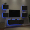 6-osainen LED TV-kaappisarja musta tekninen puu
