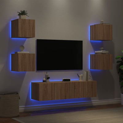 6-osainen LED TV-kaappisarja Sonoma-tammi tekninen puu