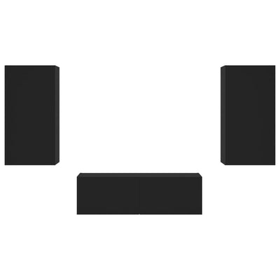 3-osainen TV-seinäkaappisarja LED-valoilla musta