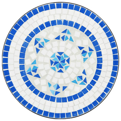 Mosaiikkibistropöytä sininen ja valkoinen Ø50x70 cm keramiikka