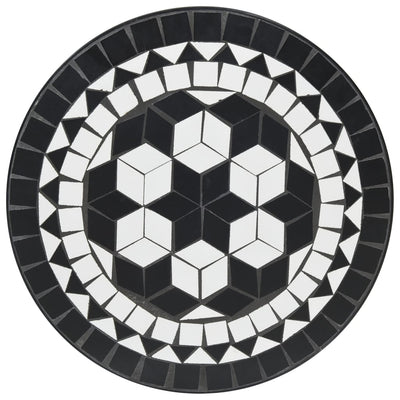 Mosaiikkibistropöytä musta ja valkoinen Ø50x70 cm keramiikka
