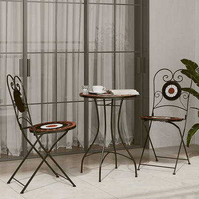 Bistrotuolit taitettavat 2 kpl terrakotta/valkoinen keramiikka