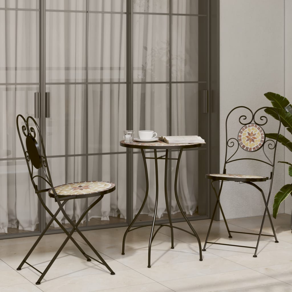 Terrakotta/valkoinen bistrotuolit taitettavat Deasia (2 kpl keramiikka)