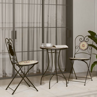 Bistrotuolit taitettavat 2 kpl terrakotta/valkoinen keramiikka