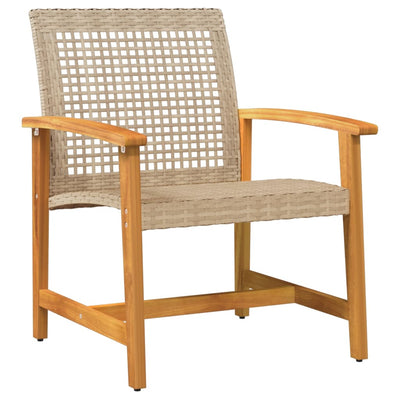 Puutarhatuolit 2 kpl beige polyrottinki ja akasiapuu