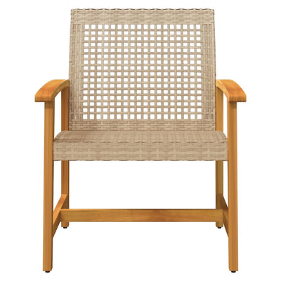 Puutarhatuolit 2 kpl beige polyrottinki ja akasiapuu