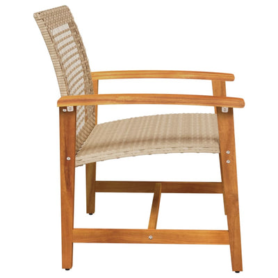 Puutarhatuolit 2 kpl beige polyrottinki ja akasiapuu