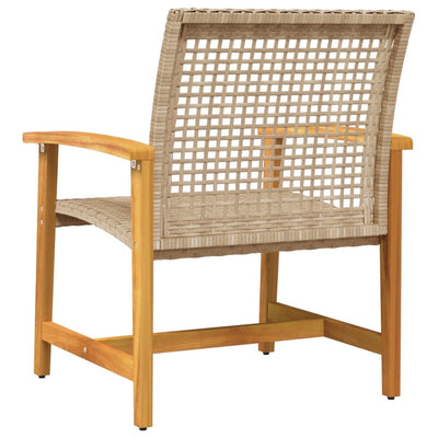 Puutarhatuolit 2 kpl beige polyrottinki ja akasiapuu