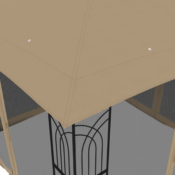 Taupe huvimaja tuplakatolla ja verkkoseinillä Aguria 2,94x2,94 m (teräs)