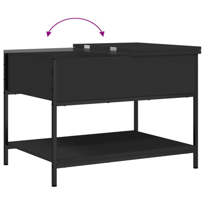 Sohvapöytä musta 70x50x50 cm tekninen puu ja metalli