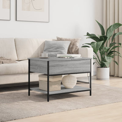 Sohvapöytä harmaa Sonoma 70x50x50 cm tekninen puu ja metalli
