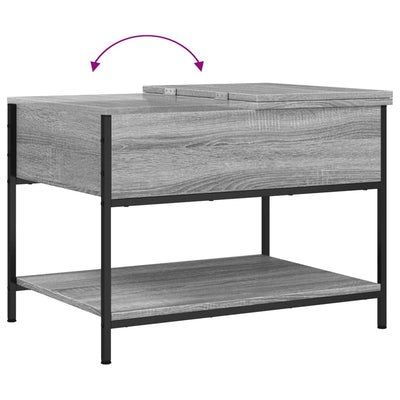 Sohvapöytä harmaa Sonoma 70x50x50 cm tekninen puu ja metalli