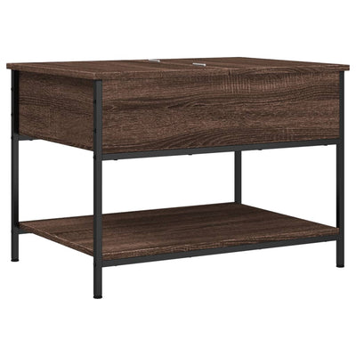 Sohvapöytä ruskea tammi 70x50x50 cm tekninen puu ja metalli