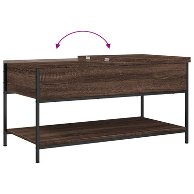 Sohvapöytä ruskea tammi 100x50x50 cm tekninen puu ja metalli