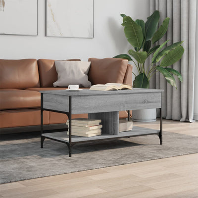 Sohvapöytä harmaa Sonoma 100x50x50 cm tekninen puu ja metalli