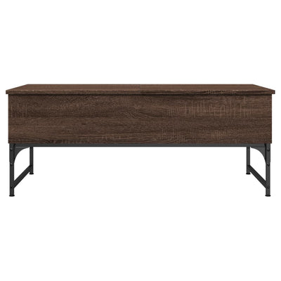Sohvapöytä ruskea tammi 100x50x40 cm tekninen puu ja metalli